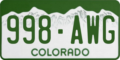 CO license plate 998AWG