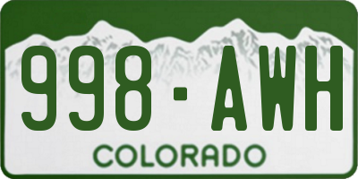 CO license plate 998AWH