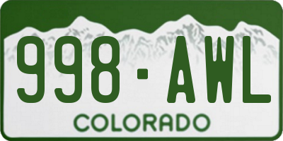 CO license plate 998AWL
