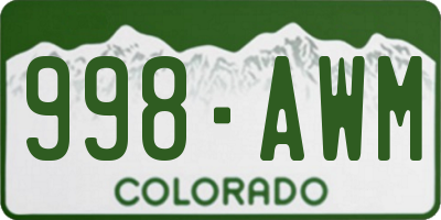 CO license plate 998AWM