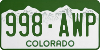 CO license plate 998AWP