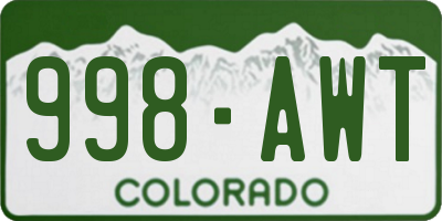 CO license plate 998AWT