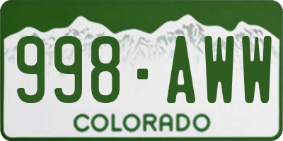 CO license plate 998AWW