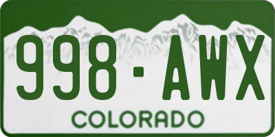 CO license plate 998AWX