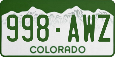 CO license plate 998AWZ