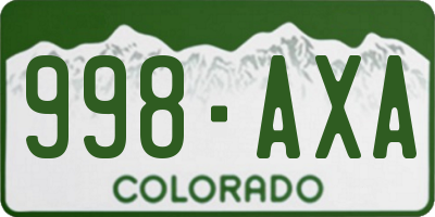 CO license plate 998AXA