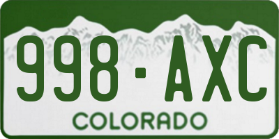 CO license plate 998AXC