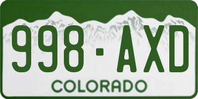CO license plate 998AXD