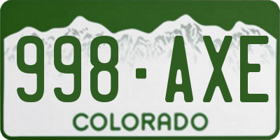 CO license plate 998AXE