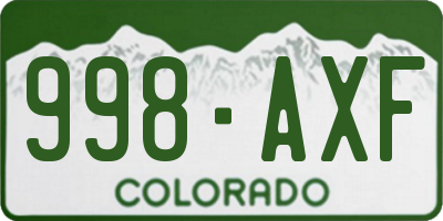 CO license plate 998AXF