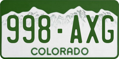 CO license plate 998AXG