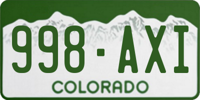 CO license plate 998AXI