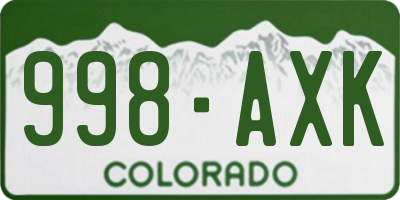 CO license plate 998AXK