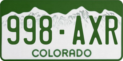 CO license plate 998AXR