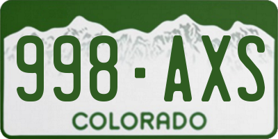 CO license plate 998AXS