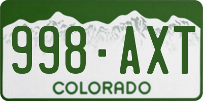CO license plate 998AXT