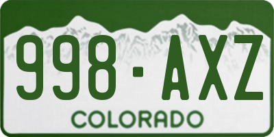 CO license plate 998AXZ