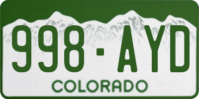 CO license plate 998AYD