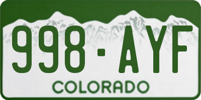 CO license plate 998AYF
