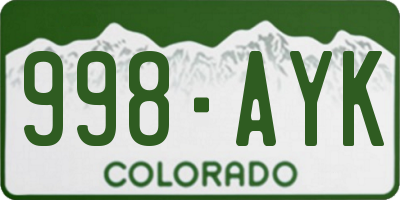 CO license plate 998AYK