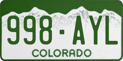 CO license plate 998AYL
