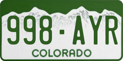 CO license plate 998AYR