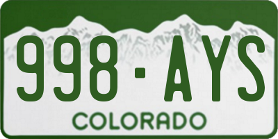 CO license plate 998AYS