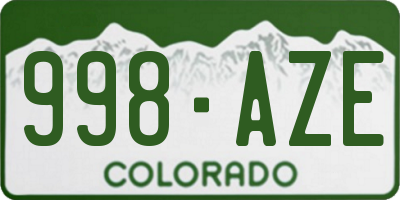 CO license plate 998AZE