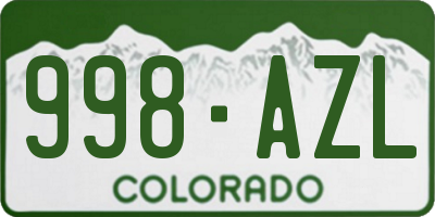 CO license plate 998AZL