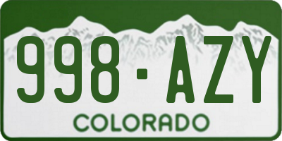 CO license plate 998AZY