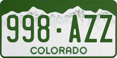 CO license plate 998AZZ