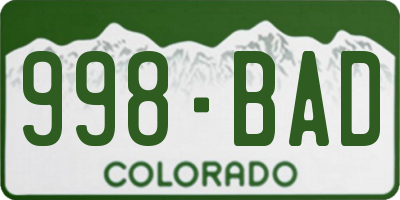 CO license plate 998BAD