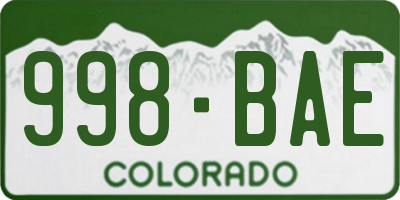 CO license plate 998BAE