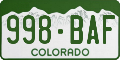 CO license plate 998BAF