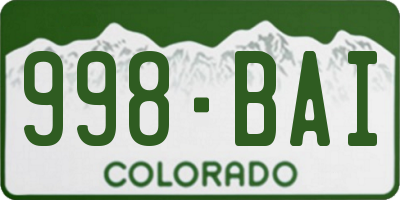 CO license plate 998BAI