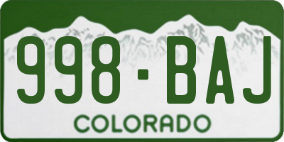 CO license plate 998BAJ