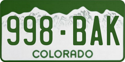 CO license plate 998BAK