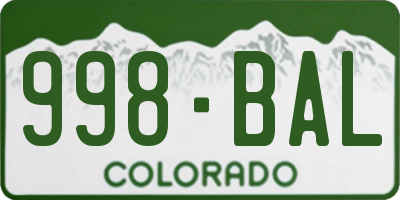 CO license plate 998BAL