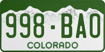 CO license plate 998BAO