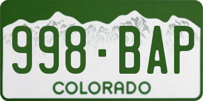 CO license plate 998BAP