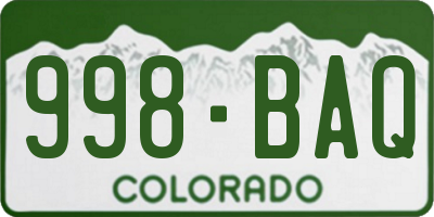 CO license plate 998BAQ