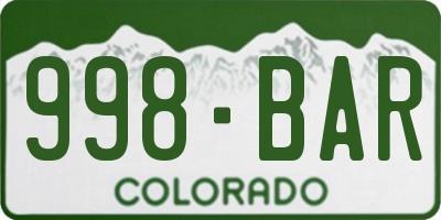 CO license plate 998BAR