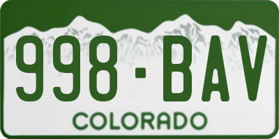 CO license plate 998BAV