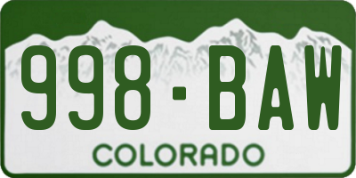 CO license plate 998BAW