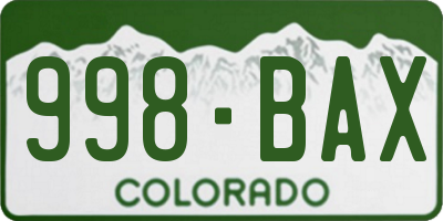 CO license plate 998BAX