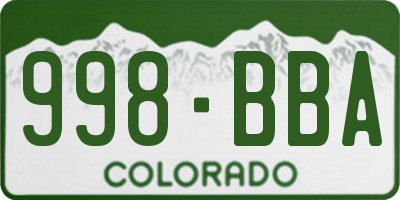 CO license plate 998BBA