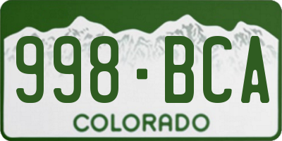 CO license plate 998BCA