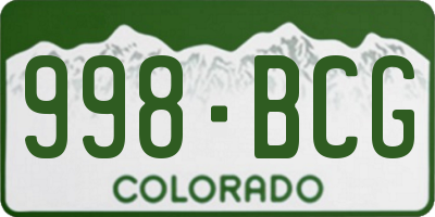 CO license plate 998BCG