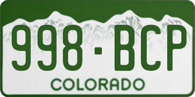 CO license plate 998BCP
