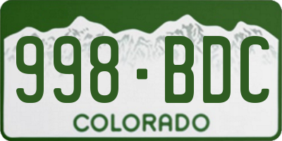 CO license plate 998BDC